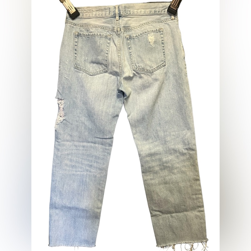 Pacsun Jeans Women 27 Boyfriend Destroyed Fringe Bleached Light Blue